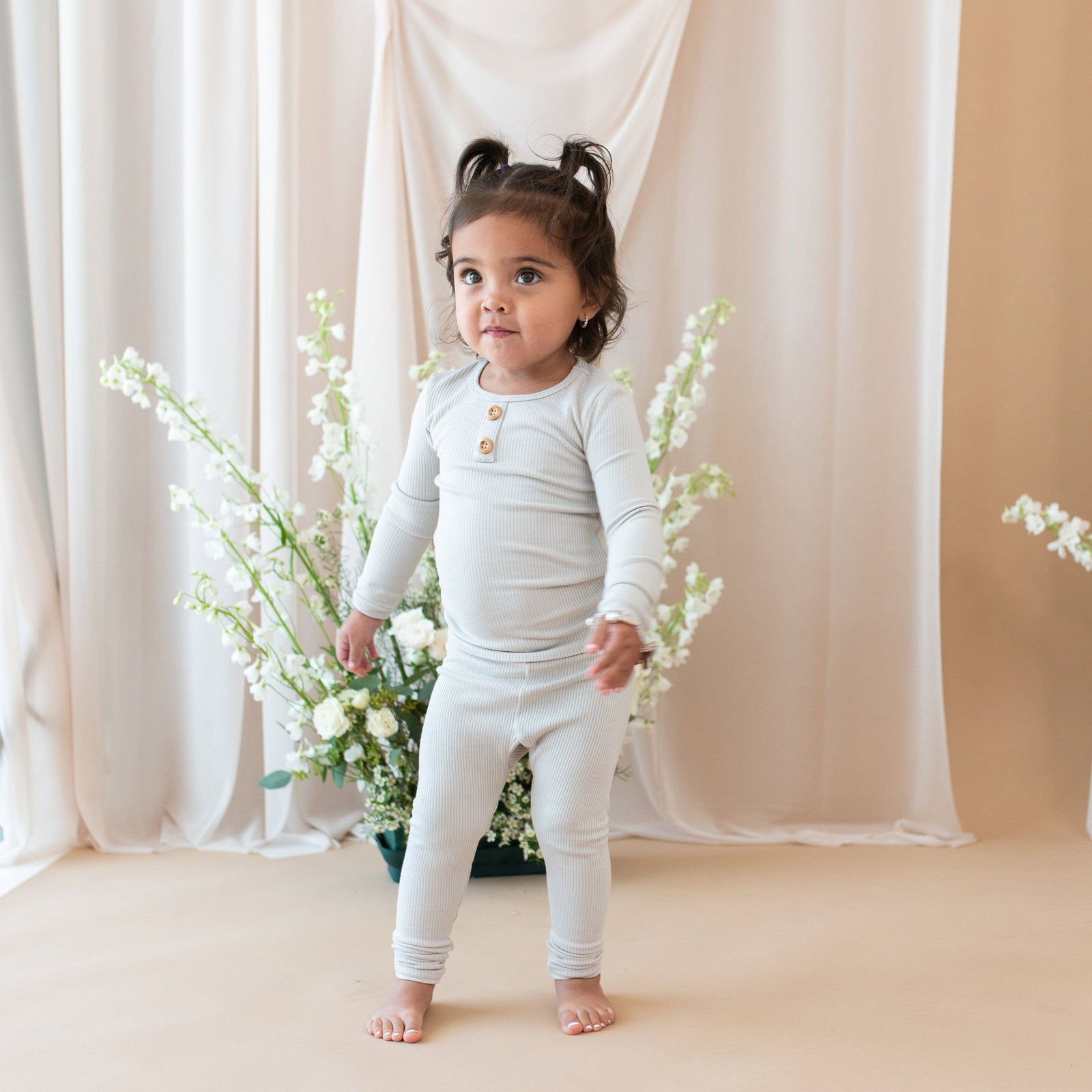 Ribbed Henley Set in Oat - Image 4