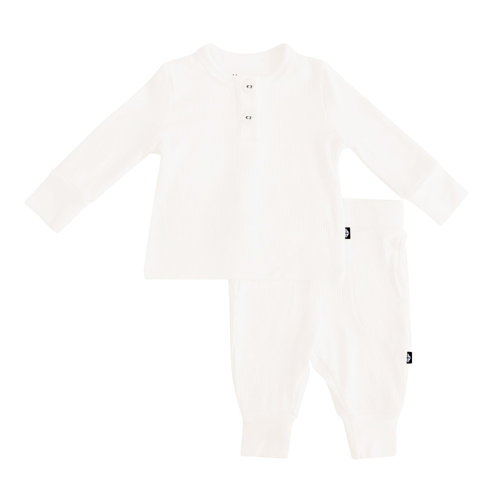 Ribbed Infant Henley Set in Cloud - Image 2