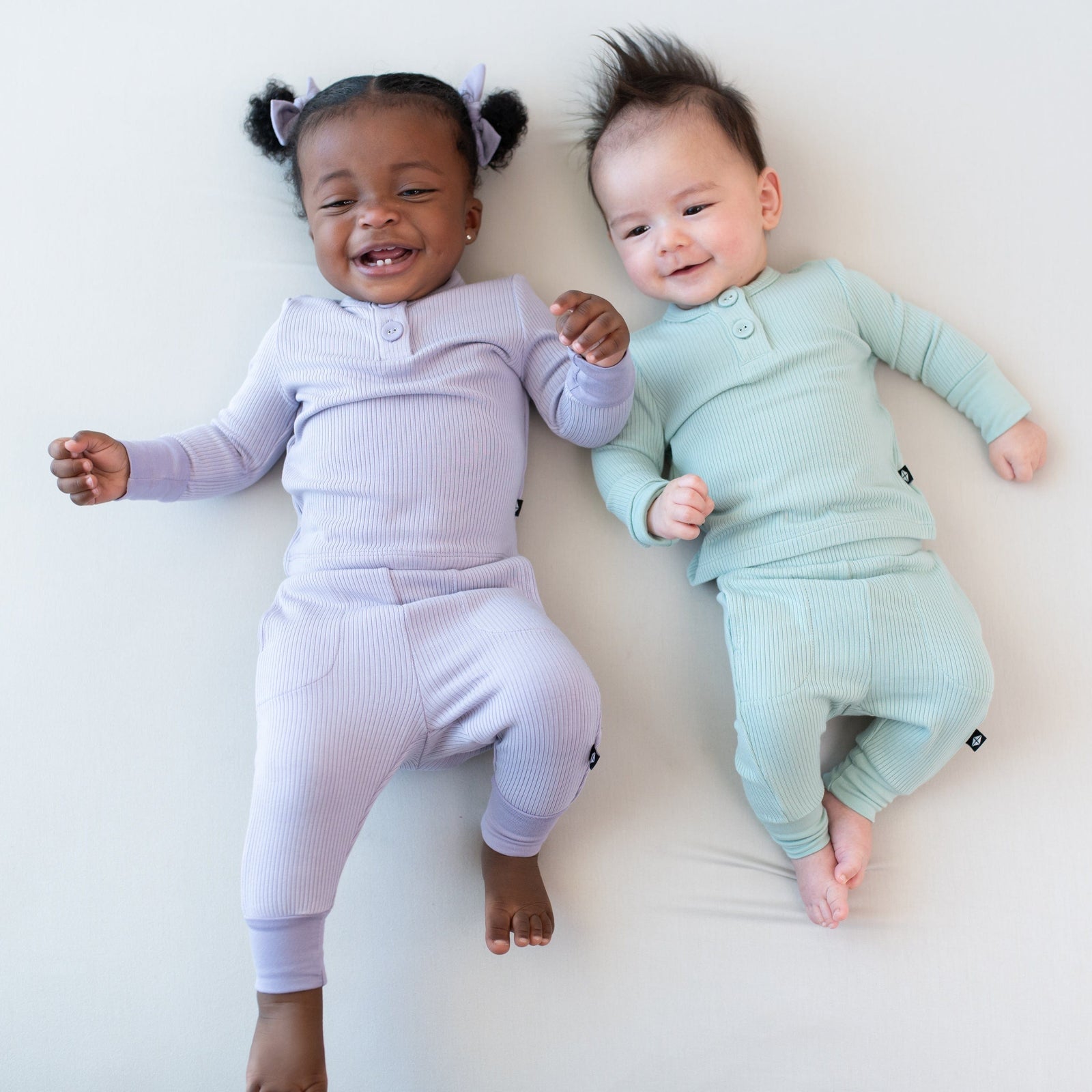 Ribbed Infant Henley Set in Taro - Image 4