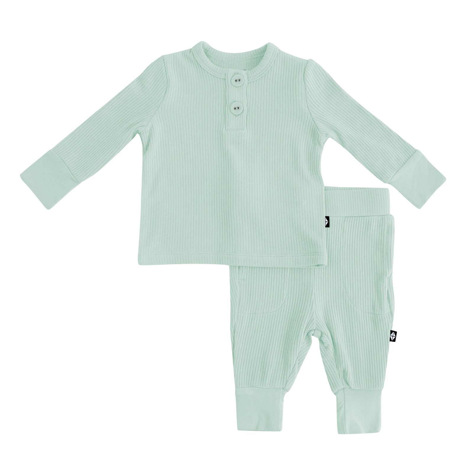 Ribbed Infant Henley Set in Sage - Image 2