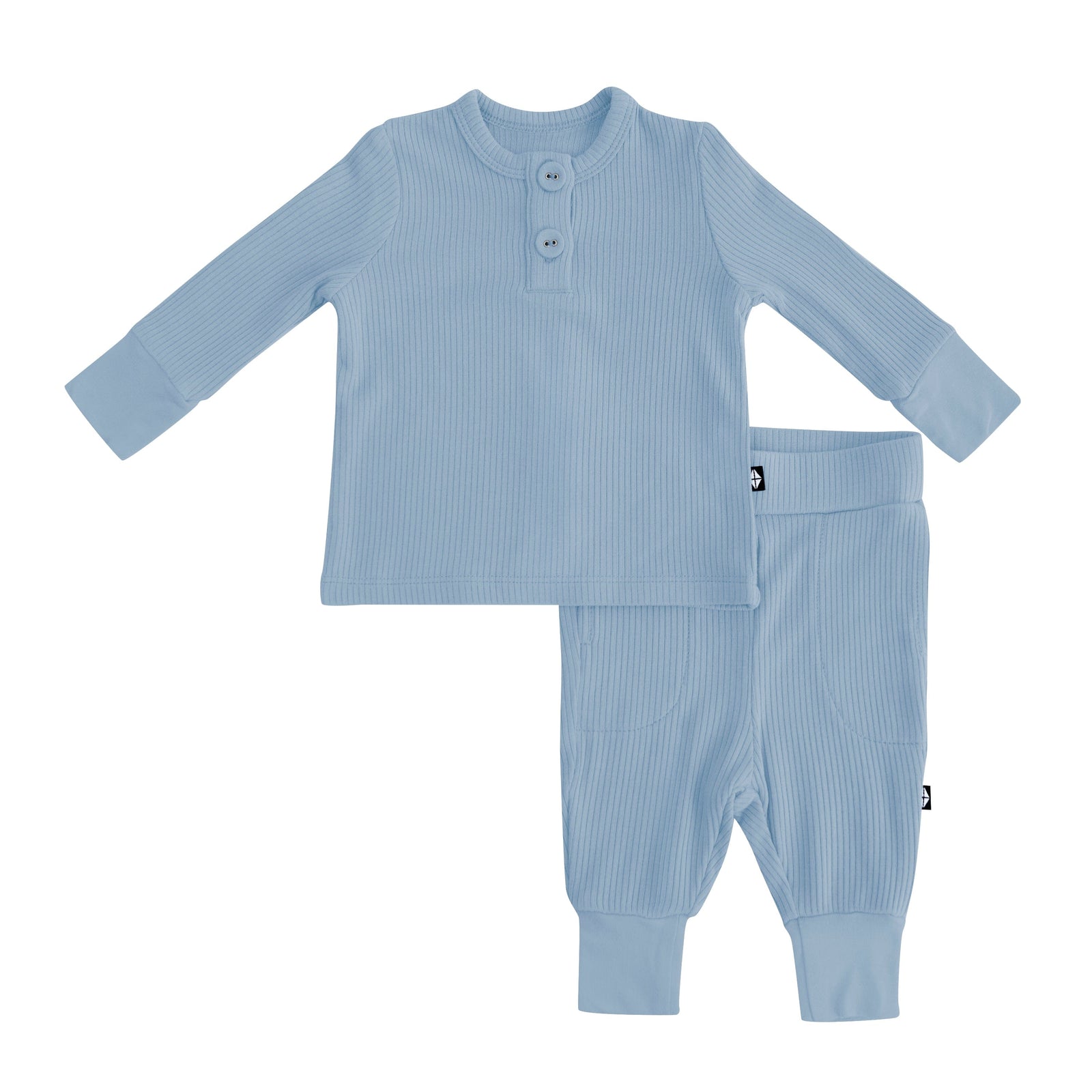 Ribbed Infant Henley Set in Slate - Image 2