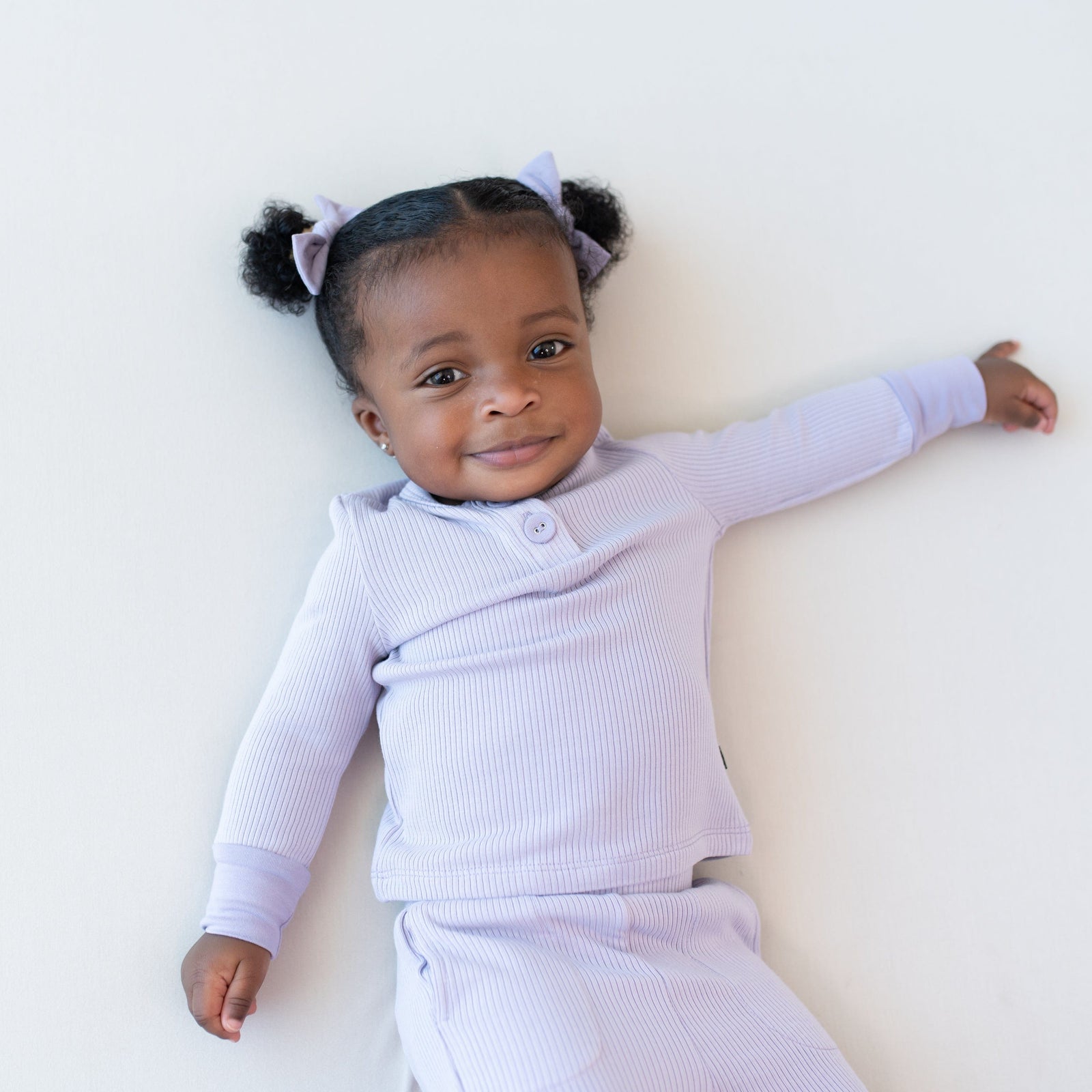 Ribbed Infant Henley Set in Taro - Image 3