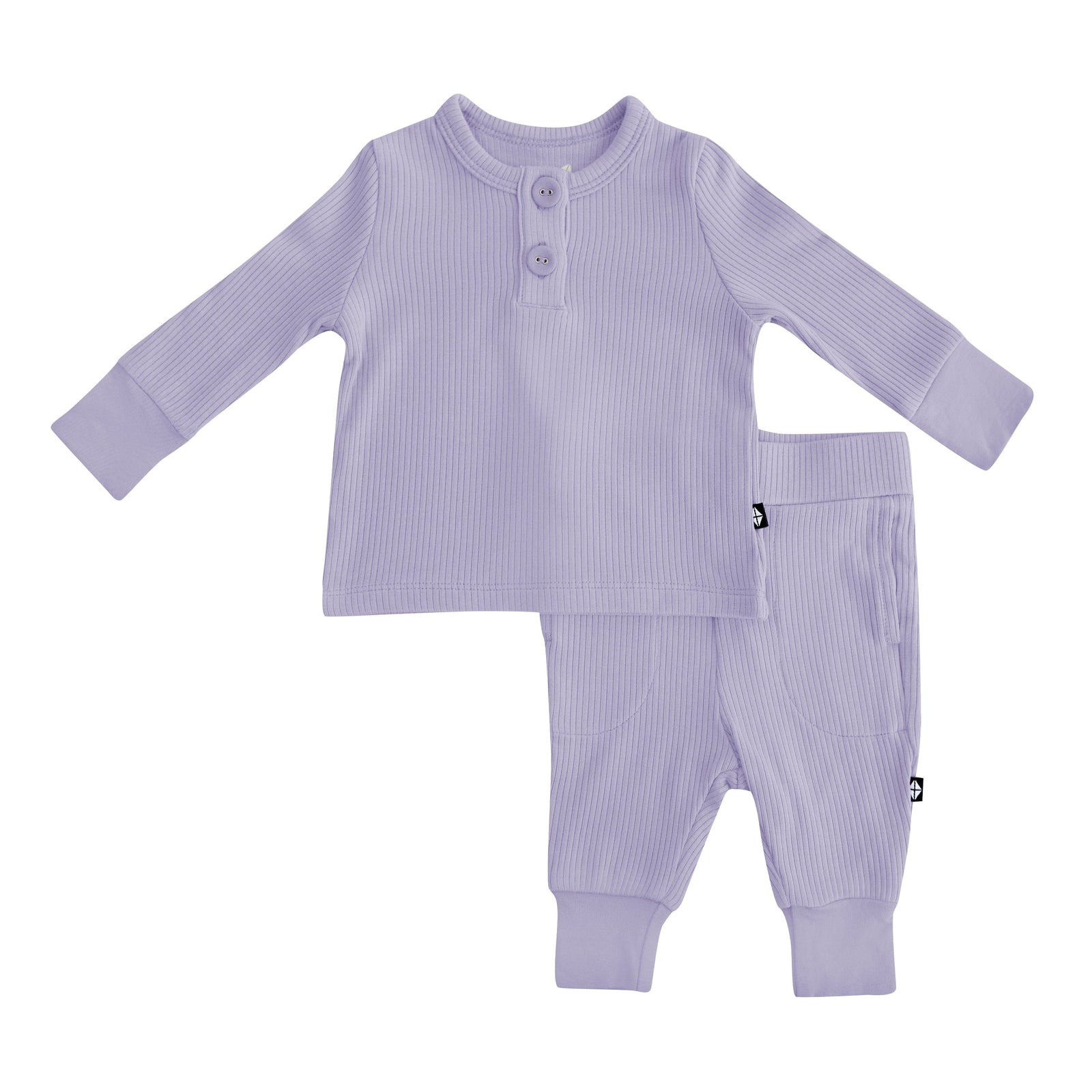 Ribbed Infant Henley Set in Taro - Image 2