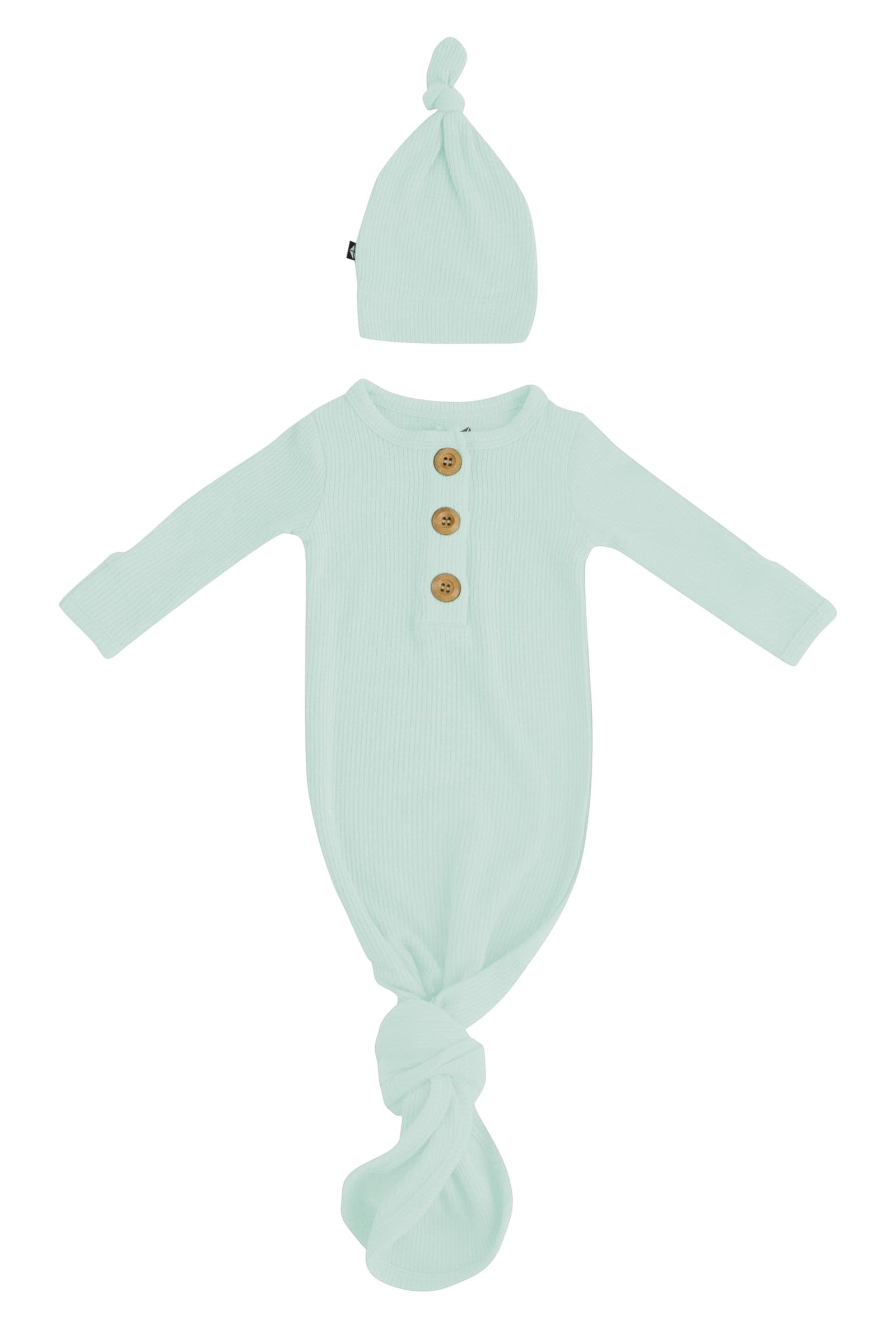 Ribbed Knotted Day Gown with Hat Set in Sage - Image 2