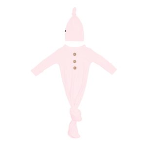 Ribbed Knotted Day Gown with Hat Set in Sakura