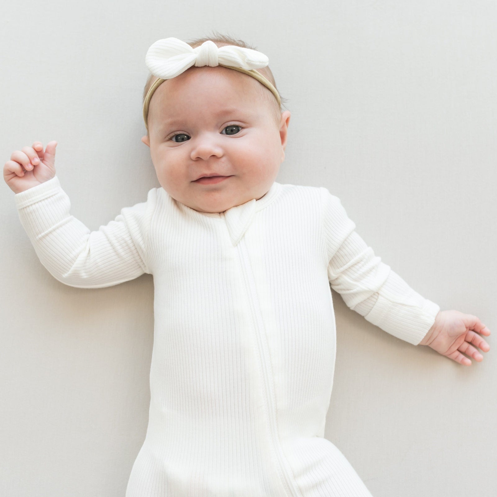 Ribbed Zipper Footie in Cloud - Image 3