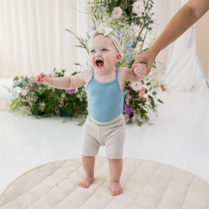 Ribbed Toddler Biker Shorts in Oat