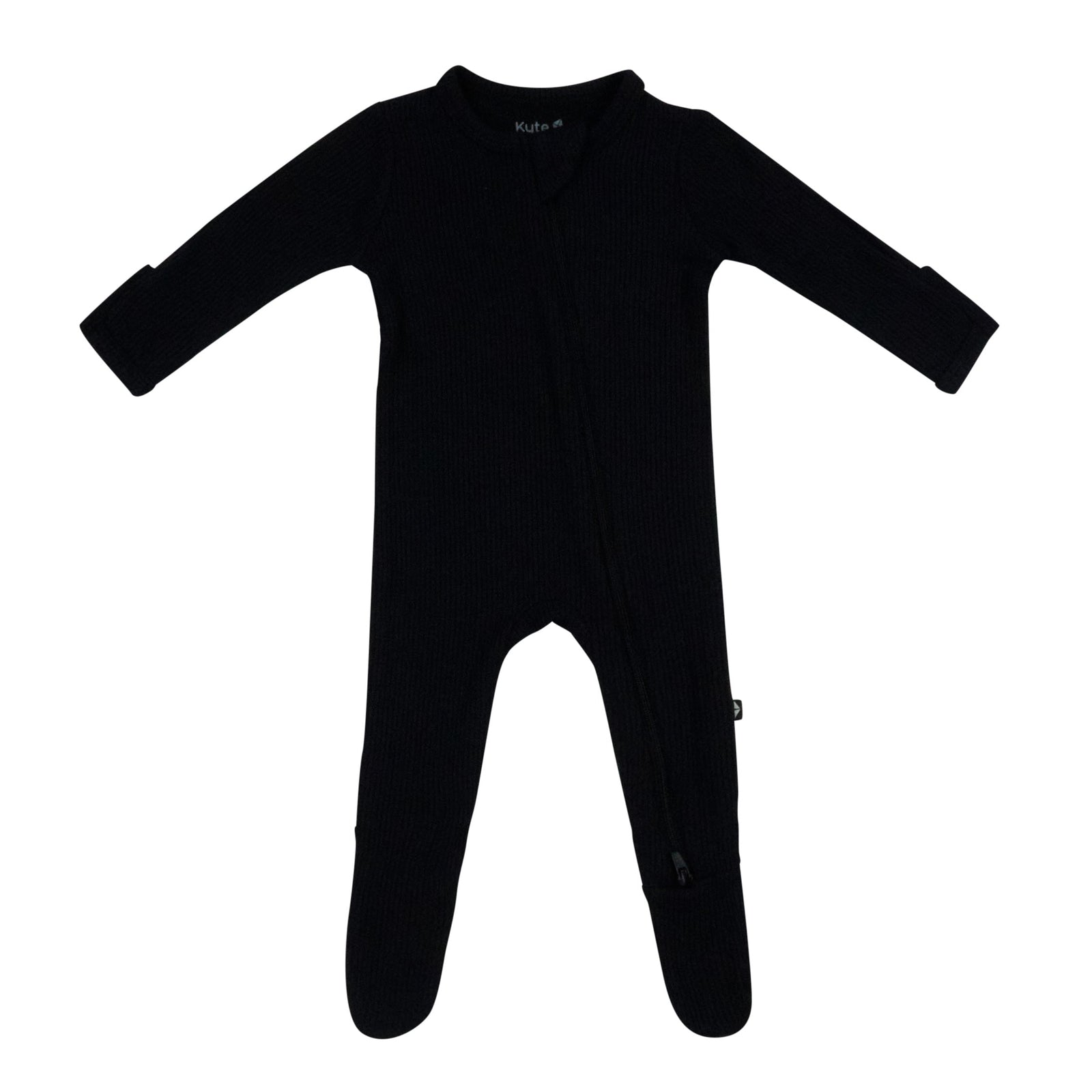 Ribbed Zipper Footie in Midnight - Image 2