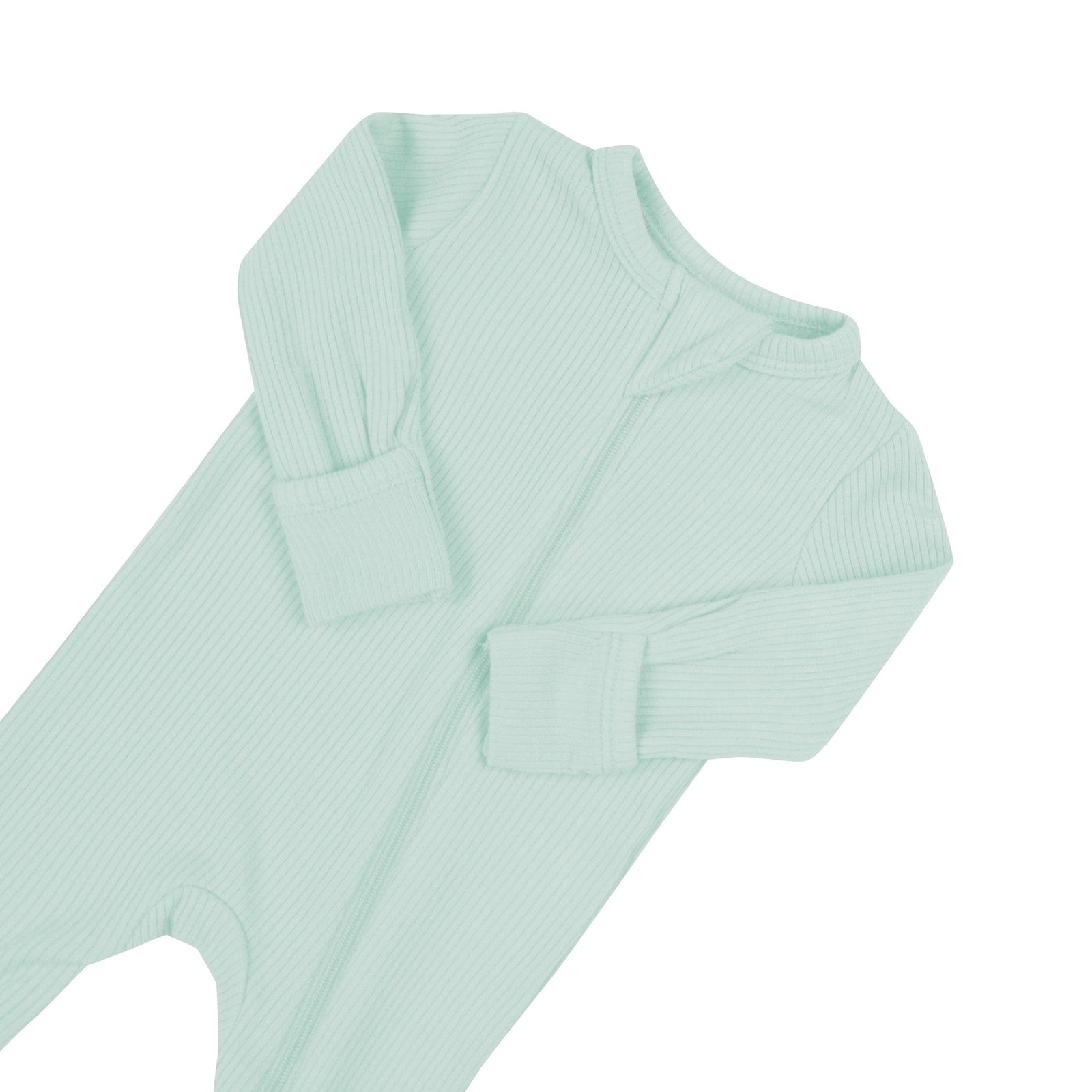 Ribbed Zipper Romper in Sage - Image 4