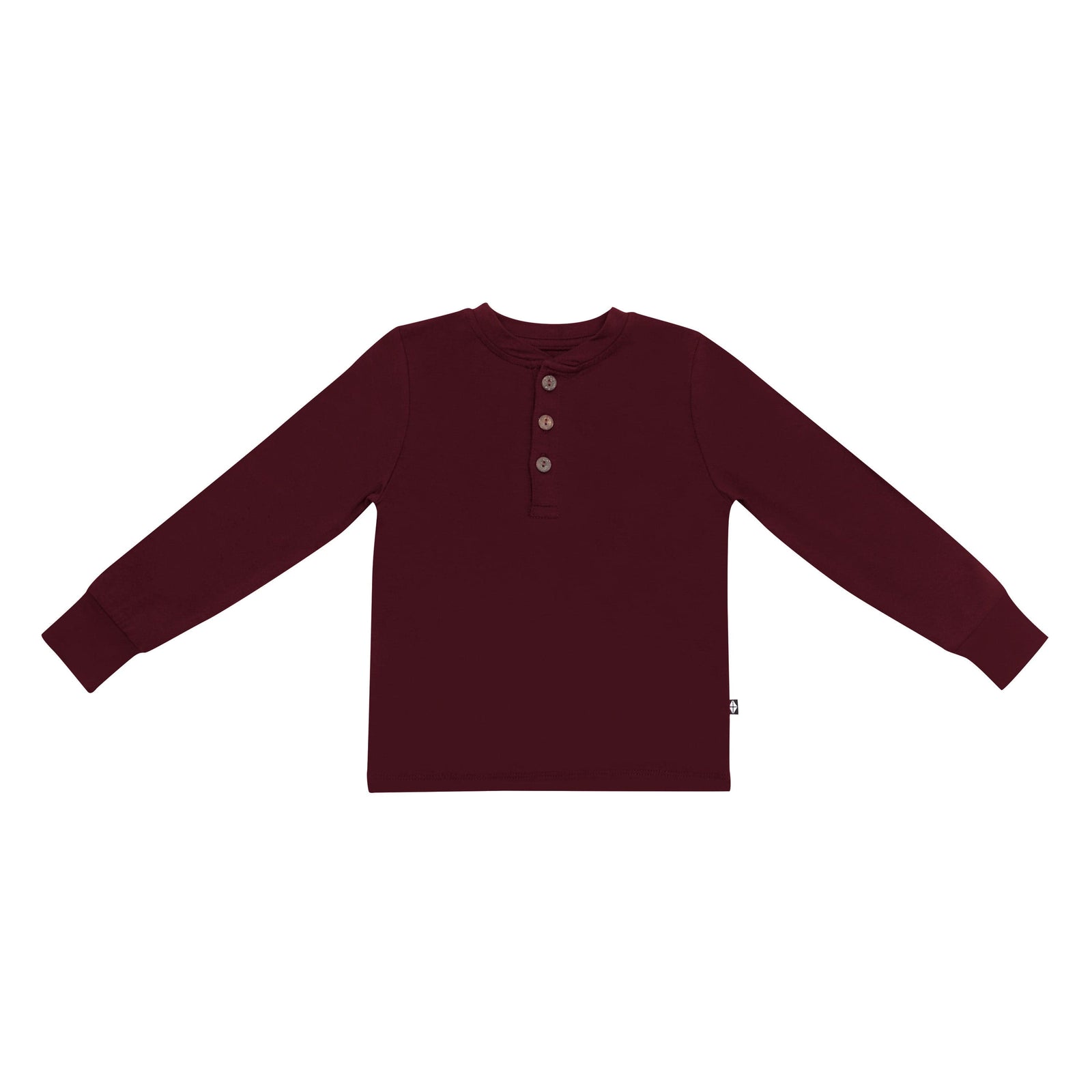 Long Sleeve Toddler Henley Tee in Burgundy - Image 2