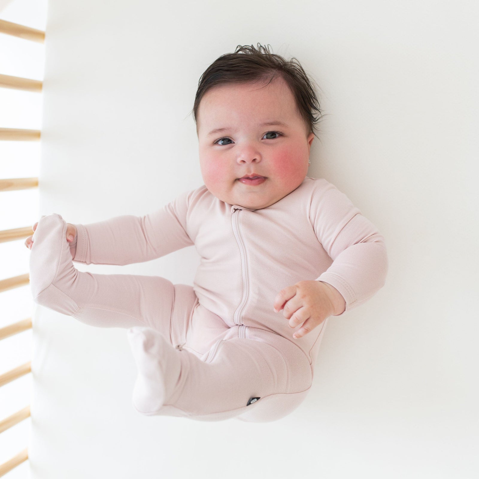 Zippered Footie in Blush - Image 3