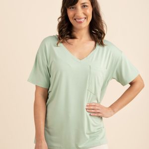 Women's Oversized V-Neck Tee in Basil