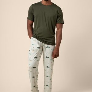 Men's Short Sleeve & Pant PJ Set in Fishing
