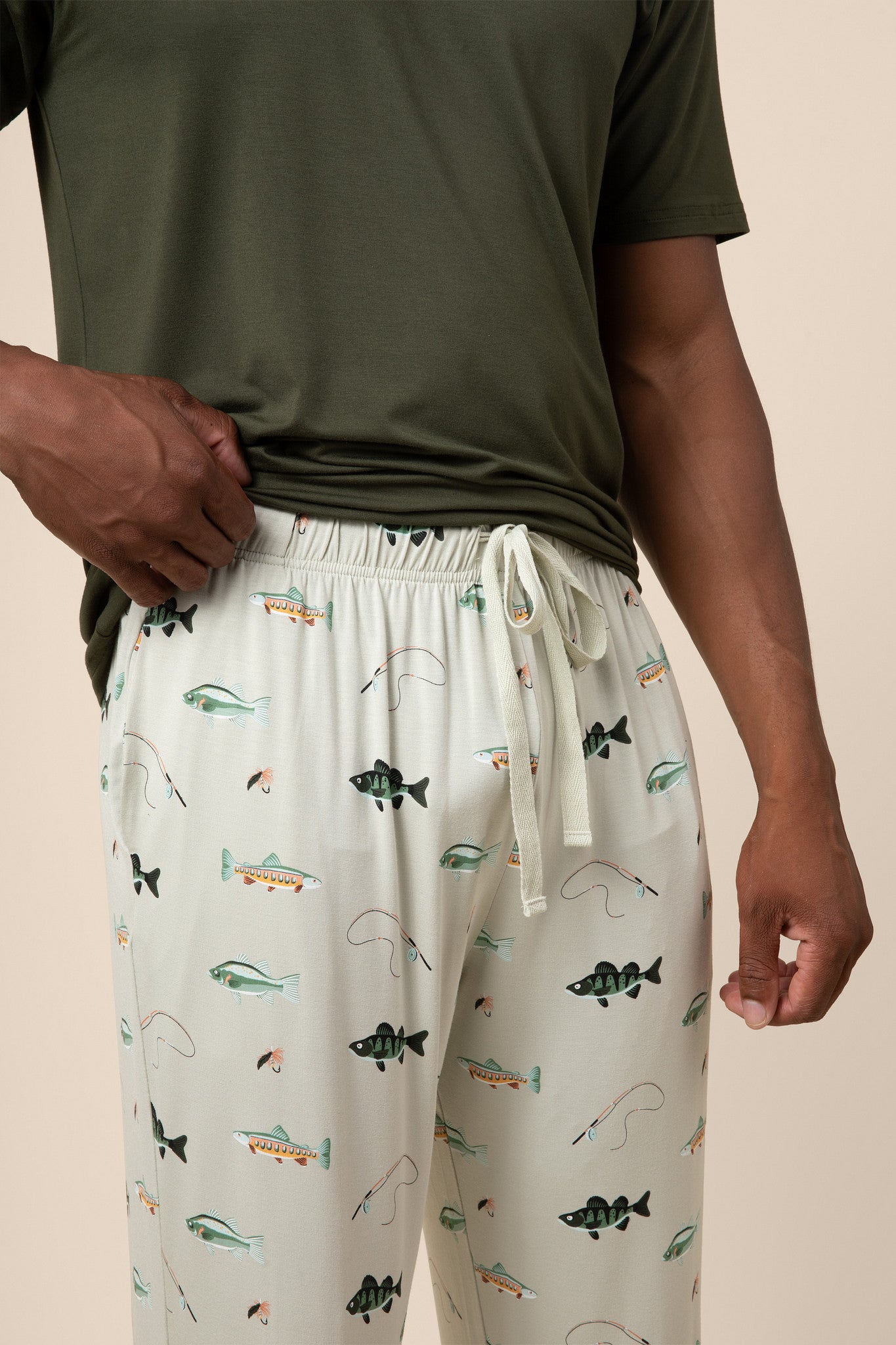 Men's Short Sleeve & Pant PJ Set in Fishing - Image 3
