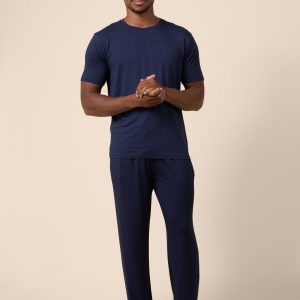 Men's Short Sleeve & Pant PJ Set in Navy