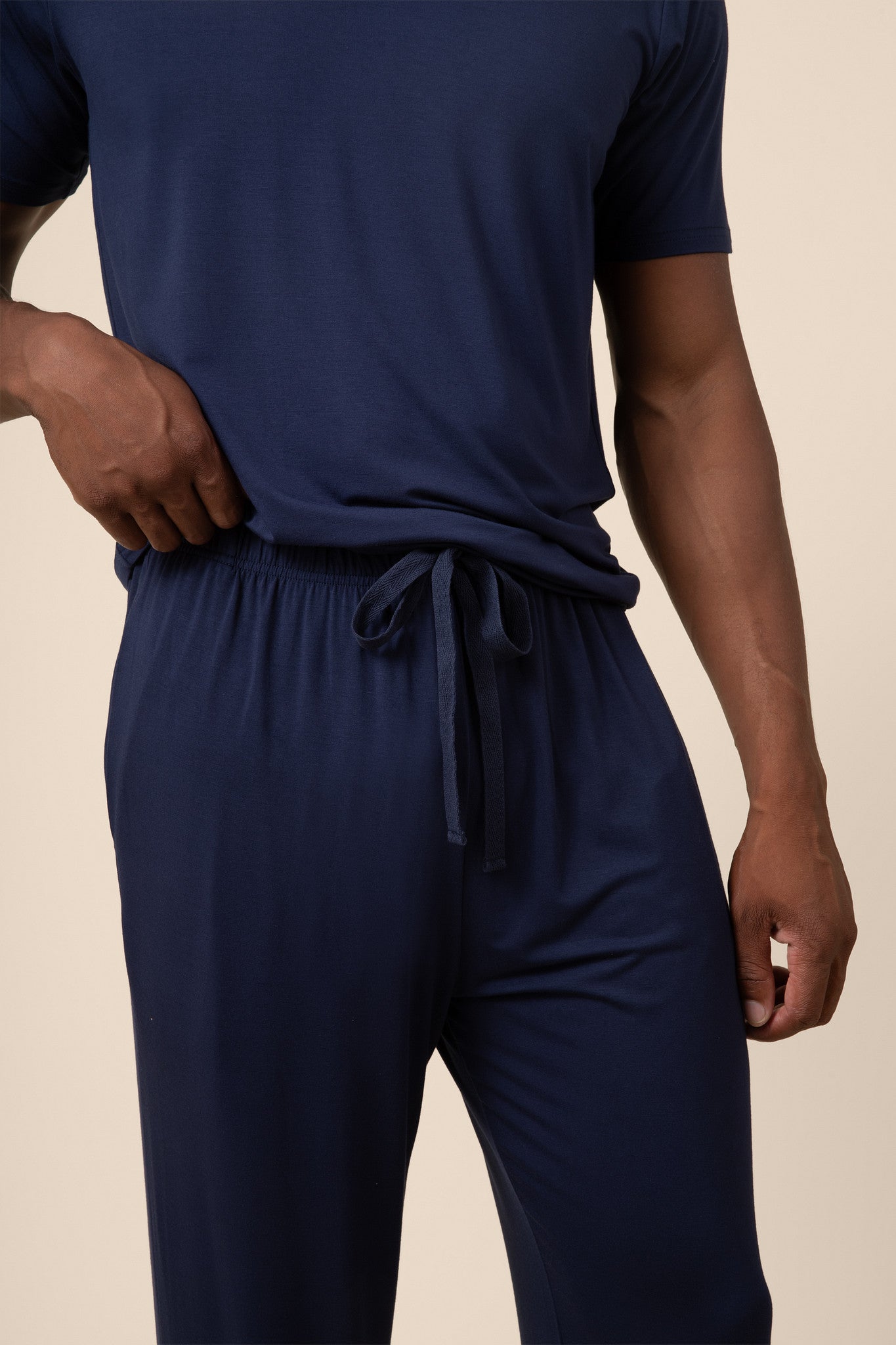 Men's Short Sleeve & Pant PJ Set in Navy - Image 3
