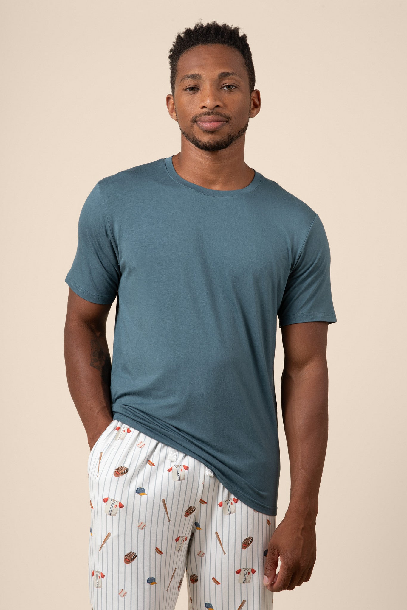 Men's Short Sleeve & Pant PJ Set in Home Run - Image 2
